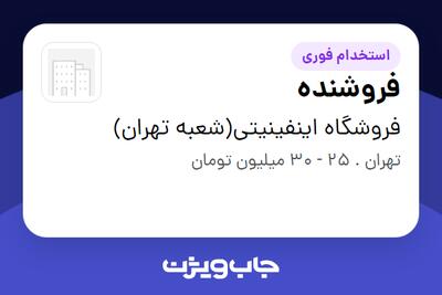  استخدام فروشنده - خانم در فروشگاه اینفینیتی(شعبه تهران)