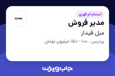 استخدام مدیر فروش - آقا در مبل فیدار