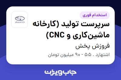  استخدام سرپرست تولید (کارخانه ماشین‌کاری و CNC) در فروزش پخش