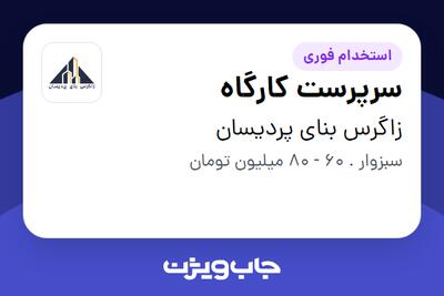 استخدام سرپرست کارگاه - آقا در زاگرس بنای پردیسان