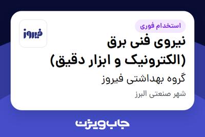  استخدام نیروی فنی برق (الکترونیک و ابزار دقیق) - آقا در گروه بهداشتی فیروز