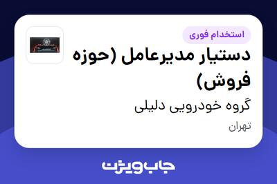 استخدام دستیار مدیرعامل (حوزه فروش) در گروه خودرویی دلیلی