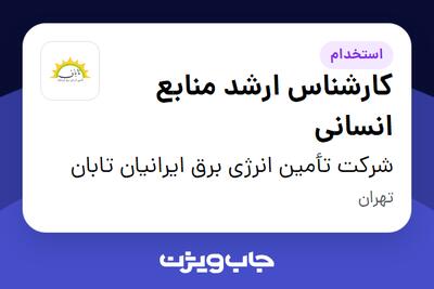 استخدام کارشناس ارشد منابع انسانی - خانم در شرکت تأمین انرژی برق ایرانیان تابان
