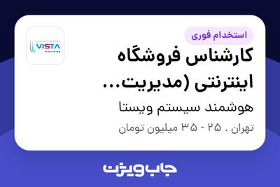  استخدام کارشناس فروشگاه اینترنتی (مدیریت سایت) در هوشمند سیستم ویستا