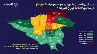 گرانترین و ارزانترین نوسازهای تهران کجاست؟/ نوسازهای این منطقه به متری 700میلیون رسید