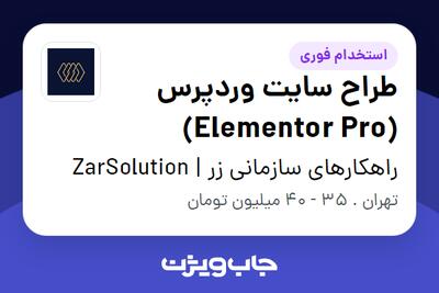  استخدام طراح سایت وردپرس (Elementor Pro) در راهکارهای سازمانی زر | ZarSolution