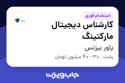  استخدام کارشناس دیجیتال مارکتینگ - آقا در پاور بیزنس