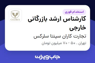 استخدام کارشناس ارشد بازرگانی خارجی در تجارت کاران سپنتا سلرکس