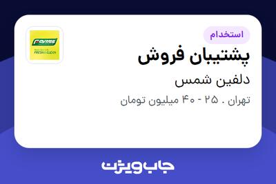  استخدام پشتیبان فروش در دلفین شمس