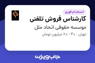 استخدام کارشناس فروش تلفنی - خانم در موسسه حقوقی اتحاد ملل