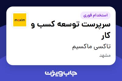  استخدام سرپرست توسعه کسب و کار - آقا در تاکسی ماکسیم