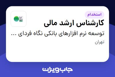  استخدام کارشناس ارشد مالی در توسعه نرم افزارهای بانکی نگاه فردای کارآفرین