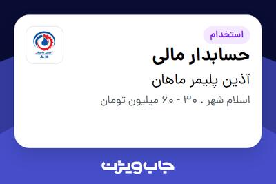  استخدام حسابدار مالی - خانم در آذین پلیمر ماهان