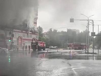 ببینید | یک فروشگاه لوازم آتشبازی در مسکو، آتش گرفت