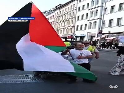  تظاهرات گسترده شهروندان پایتخت آلمان در حمایت از فلسطین، لبنان و ایران