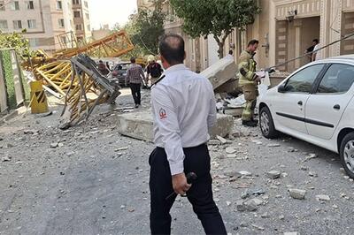  سقوط جرثقیل در تهران، ساختمان ۵ طبقه را سوراخ کرد