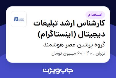  استخدام کارشناس ارشد تبلیغات دیجیتال (اینستاگرام) در گروه پرشین عصر هوشمند