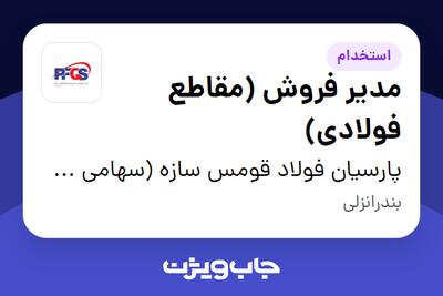  استخدام مدیر فروش (مقاطع فولادی) در پارسیان فولاد قومس سازه (سهامی خاص )