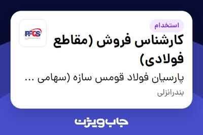  استخدام کارشناس فروش (مقاطع فولادی) در پارسیان فولاد قومس سازه (سهامی خاص )