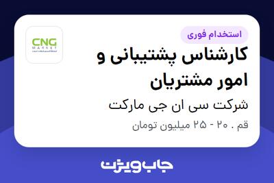 استخدام کارشناس پشتیبانی و امور مشتریان - خانم در شرکت سی ان جی مارکت