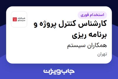  استخدام کارشناس کنترل پروژه و برنامه ریزی در همکاران سیستم
