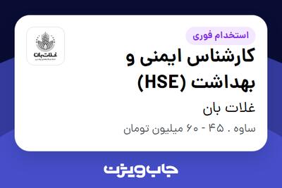  استخدام کارشناس ایمنی و بهداشت (HSE) - آقا در غلات بان