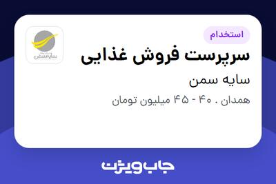 استخدام سرپرست فروش غذایی - آقا در سایه سمن