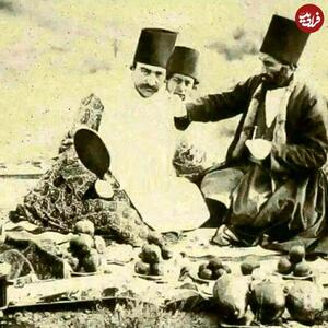 ناصرالدین شاه و آرایشگر مخصوصش حاج حیدر در شکارگاه (عکس)
