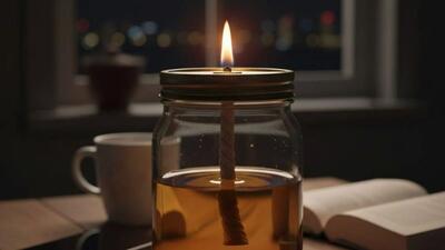 وقتی برق رفت، این شمع دست ساز با روغن مایع خانه را روشن می کند؛ یک ترفند ساده و کاربردی