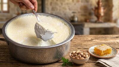 طرز تهیه ماست سفت قالبی با سرشیر ضخیم و بافت خامه ای