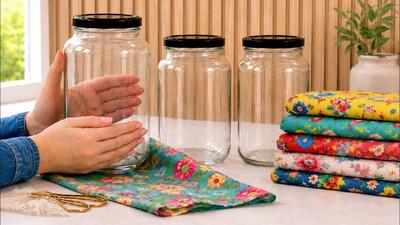  ۳ روش جذاب و آسان برای تزئین ظروف شیشه ای دورریختنی و پارچه