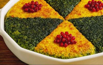 طرز تهیه کوکو سبزی و سیب زمینی دو رنگ برای ۶ نفر + آموزش تصویری