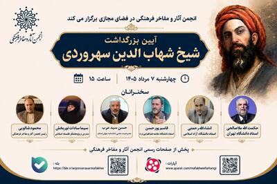  بزرگداشت شیخ شهاب‌الدین سهروردی برگزار می‌شود