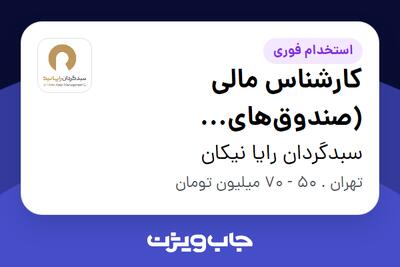  استخدام کارشناس مالی (صندوق‌های سرمایه‌گذاری و سبدگردانی اختصاصی) در سبدگردان رایا نیکان