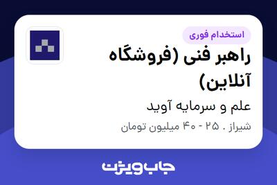 استخدام راهبر فنی (فروشگاه آنلاین) در علم و سرمایه آوید