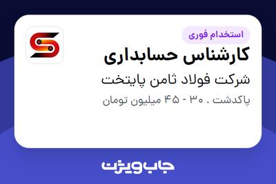  استخدام کارشناس حسابداری - آقا در شرکت فولاد ثامن پایتخت