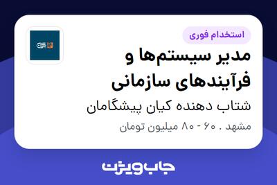 استخدام مدیر سیستمها و فرآیندهای سازمانی در شتاب دهنده کیان پیشگامان