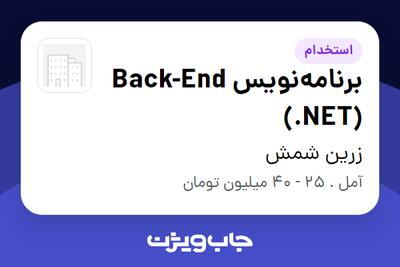  استخدام برنامه‌نویس Back-End (.NET) در زرین شمش