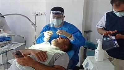 ارائه خدمات رایگان دندانپزشکی به زائران اربعین در شلمچه