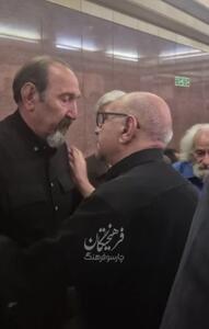 داوود میرباقری و پرویز پرستویی در مراسم یادبود اکبر عبدی