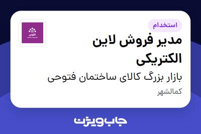 استخدام مدیر فروش لاین الکتریکی در بازار بزرگ کالای ساختمان فتوحی