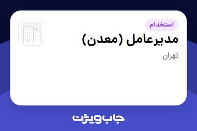  استخدام مدیرعامل (معدن) در سازمانی فعال در حوزه تولیدی / صنعتی