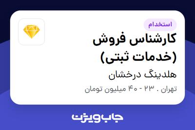  استخدام کارشناس فروش (خدمات ثبتی) در هلدینگ درخشان