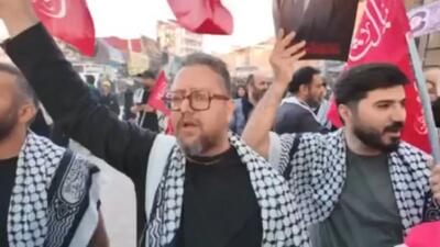 چهرههای رسانهای و هنری ایران در عراق فریاد مرگ بر آمریکا سر دادند