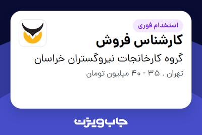 استخدام کارشناس فروش - خانم در گروه کارخانجات نیروگستران خراسان