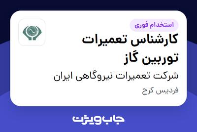 استخدام کارشناس تعمیرات توربین گاز - آقا در شرکت تعمیرات نیروگاهی ایران