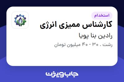 استخدام کارشناس ممیزی انرژی در رادین بنا پویا