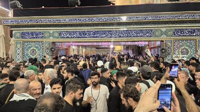  تشییع شهدای اخیر حشدالشعبی و مستشاران ایرانی در حرم امام علی(ع)