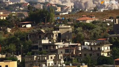 بمباران شدید خانه ها توسط نیروهای اسرائیلی در منطقه کفر تبنیت در جنوب لبنان