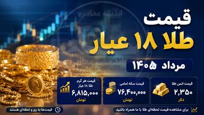 قیمت طلا ۱۸ عیار مرداد ۱۴۰۵